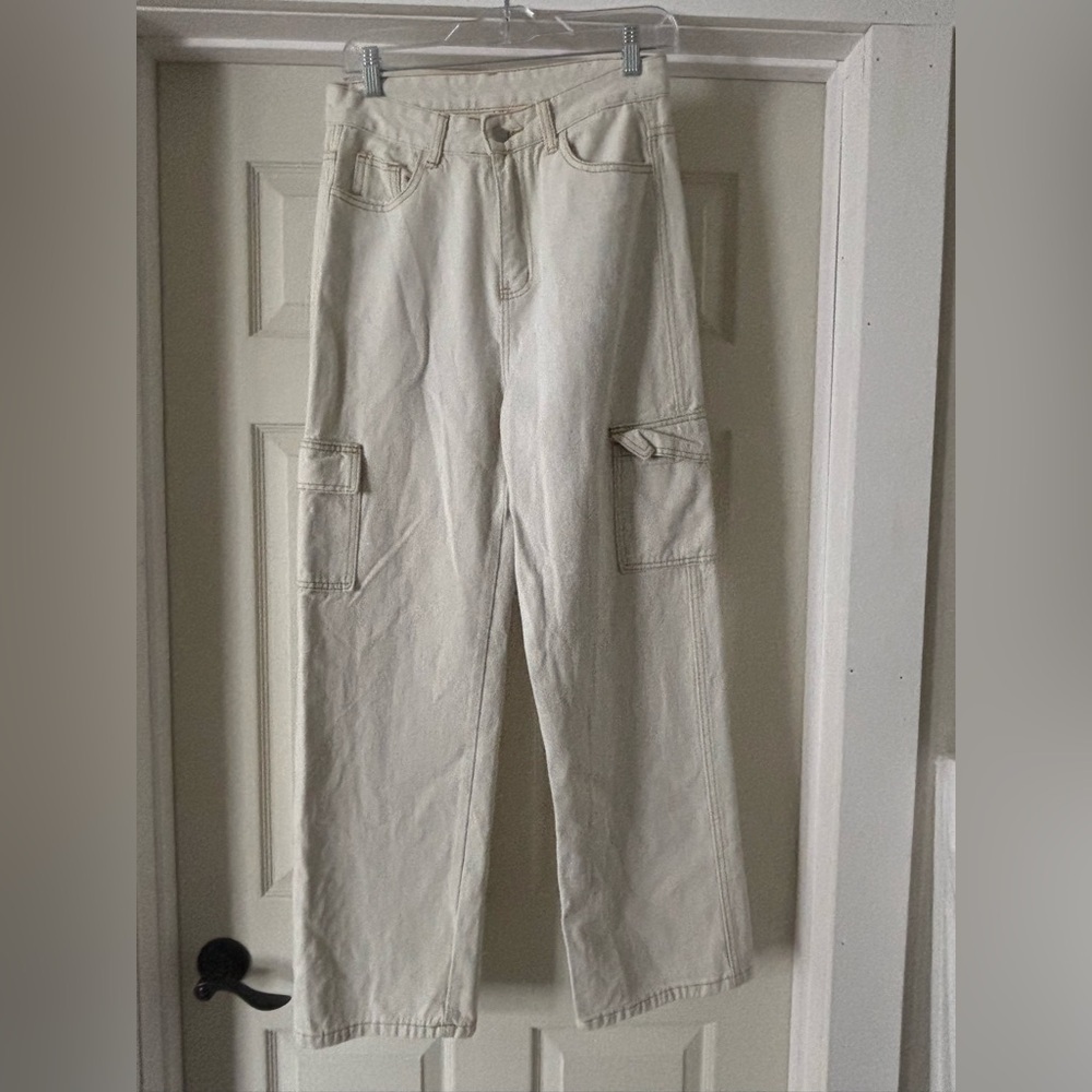 ROMWE Baggy Straight Leg Cargo Trousers - Size 6 (Medium)